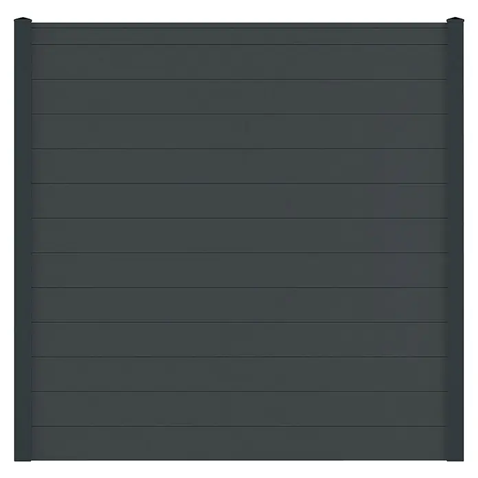 Deutsche Zauntechnik Zaun-Set Vidual Snap - 31,91 cm x 1,77 m, Anthrazitgrau - Dunkelgraue Verbundzaunplatte mit horizontalen Lamellen und stabilen Seitenpfosten für modernen Sichtschutz.