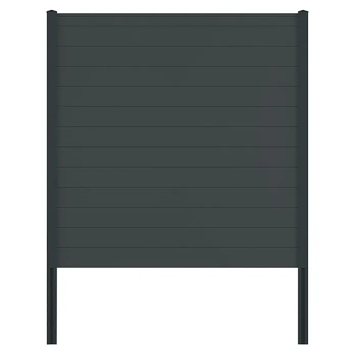 Deutsche Zauntechnik Zaun-Set Vidual Snap - 33,68 x 1,77 m, Anthrazitgrau - Dunkelgraues Sichtschutzzaunelement mit Pfosten.