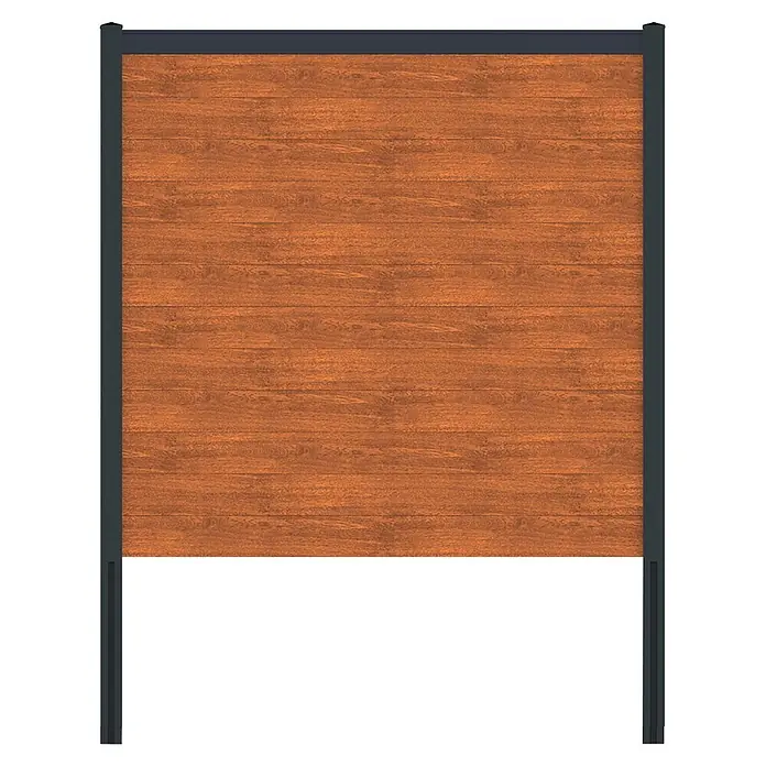 Deutsche Zauntechnik Zaun-Set Vidual Snap - 3,61 x 1,77 m, Light Oak - Sichtschutzelement in Holzoptik mit dunkelgrauem Metallrahmen.