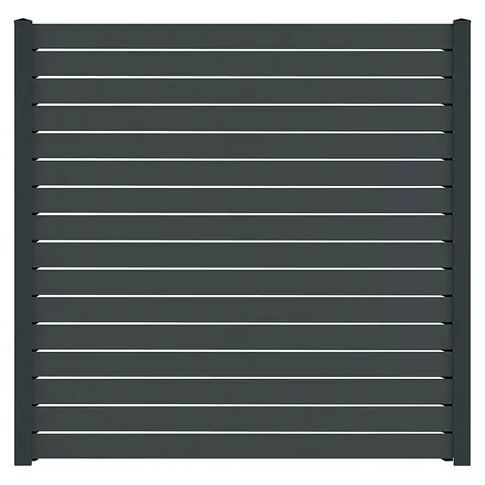Deutsche Zauntechnik Zaun-Set Vidual Pure - B x H: 1,84 x 1,76 m, Anthrazitgrau - Dunkelgraues Sichtschutzzaun-Element mit horizontalen Lamellen.