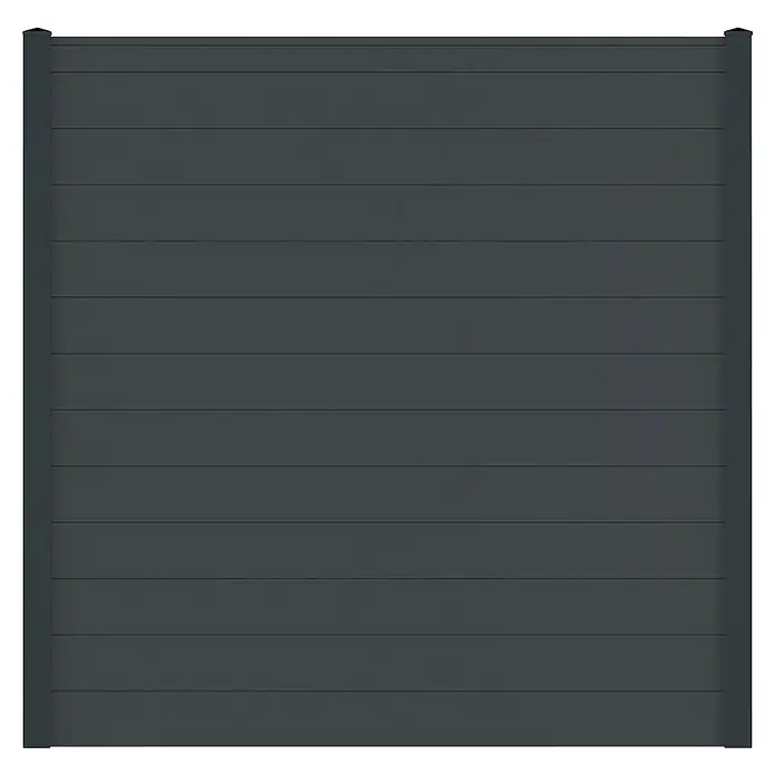 Deutsche Zauntechnik Zaun-Set Vidual Snap - 21,3 x 1,77 m, Anthrazitgrau - Anthrazitfarbenes Zaunpaneel aus Verbundwerkstoff mit horizontalen Lamellen.