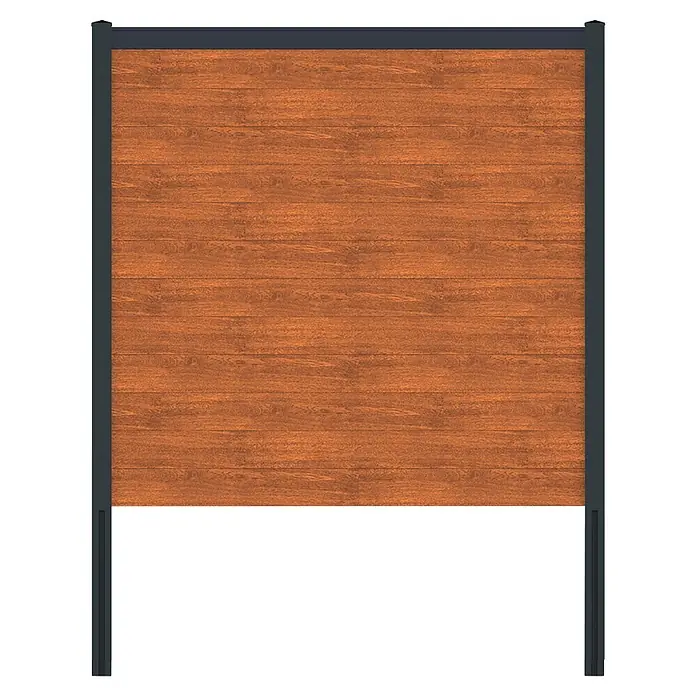 Deutsche Zauntechnik Zaun-Set Vidual Snap - 30,14 x 1,77 m, Light Oak - Holzzaunpaneel mit dunkelgrauem Metallrahmen.