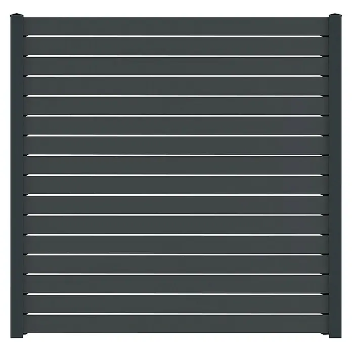 Deutsche Zauntechnik Zaun-Set Vidual Pure - B x H: 35,45 x 1,76 m, Anthrazitgrau - Dunkelgraues Aluminium-Zaunelement mit horizontalen Lamellen für modernen Sichtschutz.