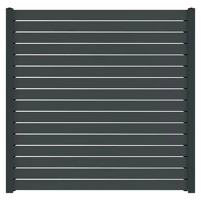 Deutsche Zauntechnik Zaun-Set Vidual Pure - B x H: 14,22 x 1,76 m, Anthrazitgrau - Dunkelgraues Lamellen-Sichtschutzelement.