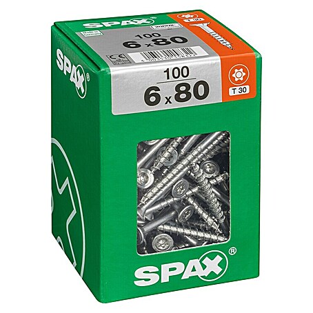 Spax T-Star plus Universalschraube T-Star plus (Ø x L: 6 x 80 mm, WIROX Oberfläche, T-Star plus, 100 Stk.)