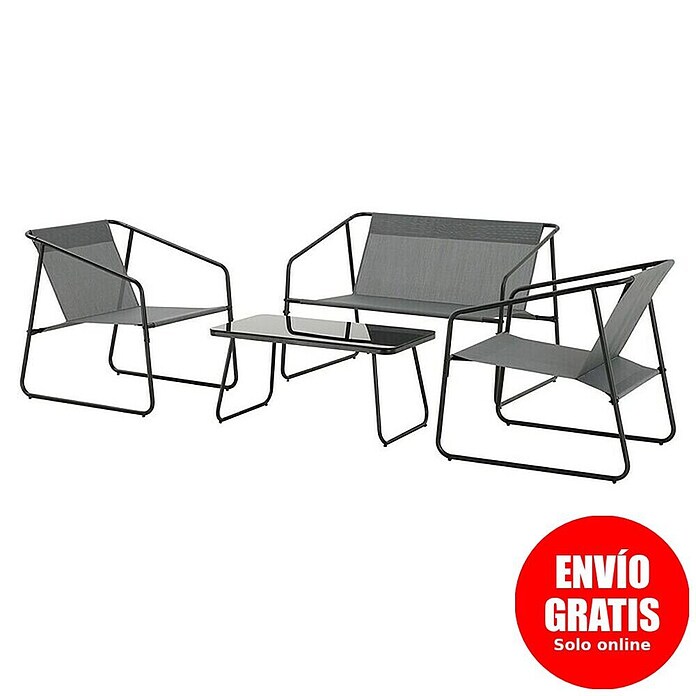 Conjunto de muebles Kateli (4 pzs., Acero/Textiline, Antracita) | BAUHAUS