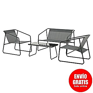 Conjunto de muebles Kateli (4 pzs., Acero/Textiline, Antracita)
