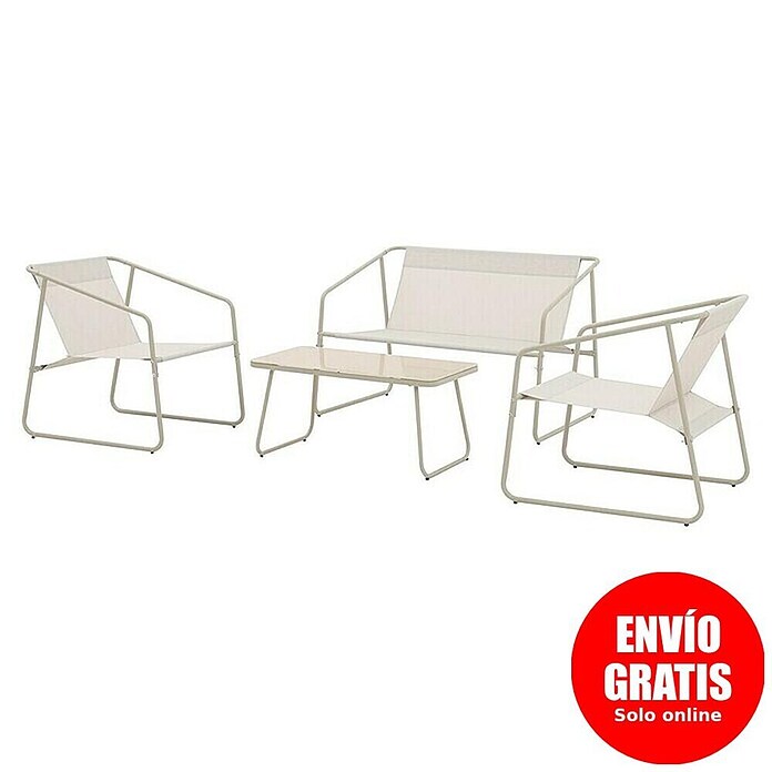 Conjunto de muebles Kateli (4 pzs., Acero/Textiline, Beige) | BAUHAUS