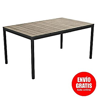 Keter Mesa de jardín Porto (L x An x Al: 155 x 95 x 75 cm, Polipropileno, Rectangular, Walnut/Antracita)