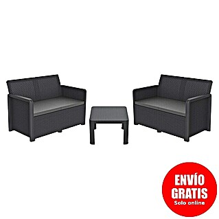 Shaf Conjunto de muebles Maya (3 pzs., Polipropileno, Negro)