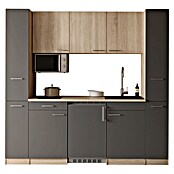 Respekta Küchenzeile Ingrid (Breite: 210 cm, Grau, Mit Kochfeld + Kühlschrank + Mikrowelle) | BAUHAUS