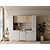Respekta Küchenzeile Ingrid (Breite: 210 cm, Weiß, Mit Kochfeld + Kühlschrank + Mikrowelle) | BAUHAUS