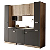 Respekta Küchenzeile Ingrid (Breite: 210 cm, Grau, Mit Kochfeld + Kühlschrank + Mikrowelle) | BAUHAUS