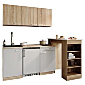 Respekta Miniküche Ingrid (Breite: 150 cm, Weiß, Mit Bartisch, Mit Kochfeld + Kühlschrank + Mikrowelle) | BAUHAUS