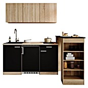 Respekta Miniküche Ingrid (Breite: 150 cm, Schwarz, Mit Bartisch, Mit Kochfeld + Kühlschrank) | BAUHAUS