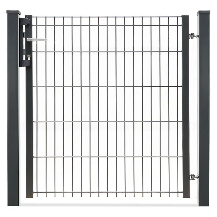 Deutsche Zauntechnik Zauntor Light Michl - 96 x 103 cm, Anthrazitgrau, Stahl - Anthrazitgraues Gartentor aus Stahlgitter mit Griff und Schloss.