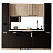 Respekta Küchenzeile Ingrid (Breite: 210 cm, Schwarz, Mit Kochfeld + Kühlschrank + Mikrowelle) | BAUHAUS
