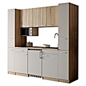 Respekta Küchenzeile Ingrid (Breite: 210 cm, Weiß, Mit Kochfeld + Kühlschrank + Mikrowelle) | BAUHAUS