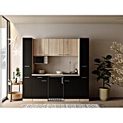 Respekta Küchenzeile Ingrid (Breite: 210 cm, Schwarz, Mit Kochfeld + Kühlschrank + Mikrowelle) | BAUHAUS