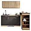 Respekta Miniküche Ingrid (Breite: 150 cm, Grau, Mit Bartisch, Mit Kochfeld + Kühlschrank) | BAUHAUS