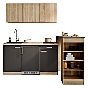 Respekta Miniküche Ingrid (Breite: 150 cm, Grau, Mit Bartisch, Mit Kochfeld + Kühlschrank) | BAUHAUS