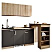 Respekta Miniküche Ingrid (Breite: 150 cm, Grau, Mit Bartisch, Mit Kochfeld + Kühlschrank) | BAUHAUS