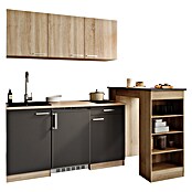 Respekta Miniküche Ingrid (Breite: 150 cm, Grau, Mit Bartisch, Mit Kochfeld + Kühlschrank) | BAUHAUS
