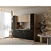 Respekta Küchenzeile Ingrid (Breite: 210 cm, Schwarz, Mit Kochfeld + Kühlschrank + Mikrowelle) | BAUHAUS