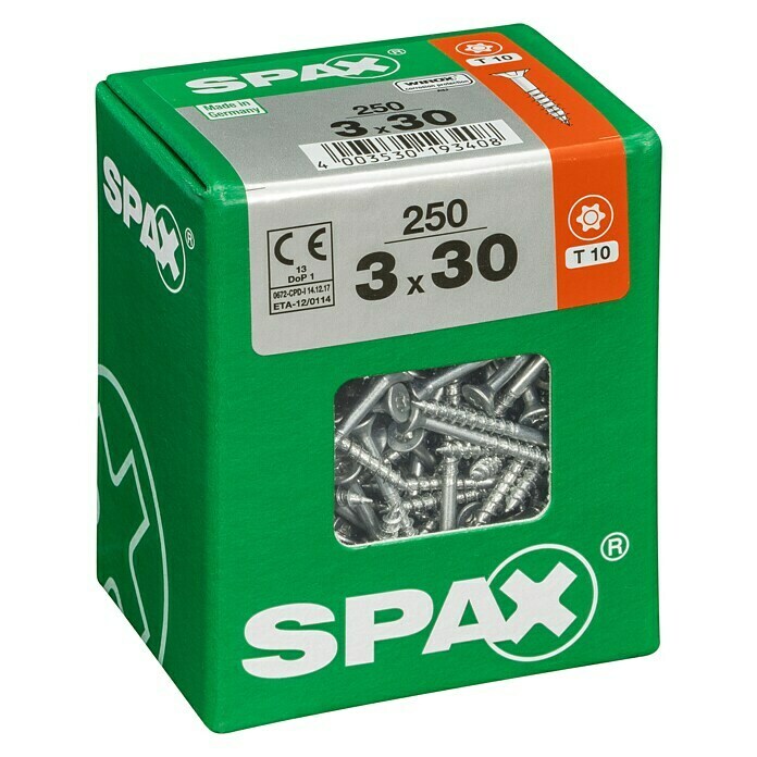 Spax Universalschraube T-Star plus (Ø x L: 3 x 30 mm, WIROX Oberfläche, T-Star plus, 250 Stk.)