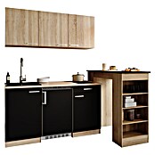 Respekta Miniküche Ingrid (Breite: 150 cm, Schwarz, Mit Bartisch, Mit Kochfeld + Kühlschrank) | BAUHAUS