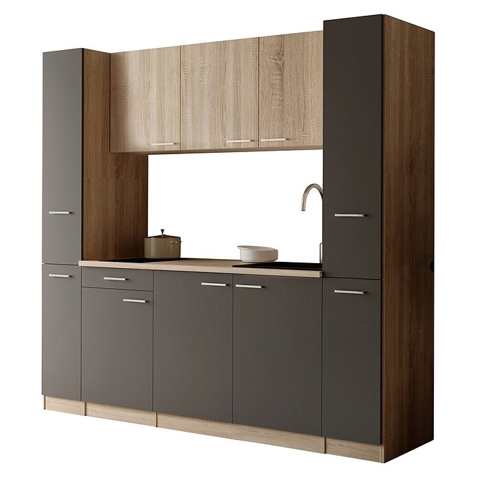 Respekta Küchenzeile Ingrid (Breite: 210 cm, Grau, Mit Kochfeld) | BAUHAUS
