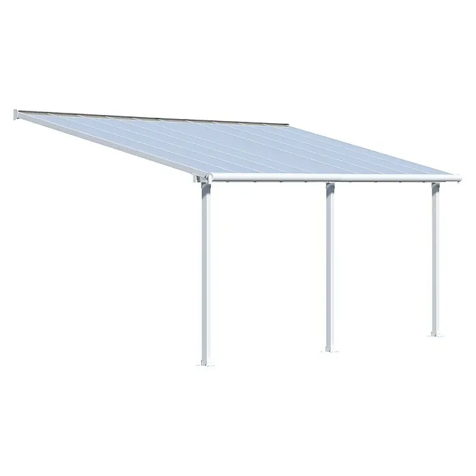 Palram – Canopia Terrassenüberdachung Olympia - B x T: 610 x 300 cm, Verkehrsweiß, Polycarbonat, Transparent - Freistehende Terrassenüberdachung mit weißem Rahmen und transparentem Dach für den Außenbereich.