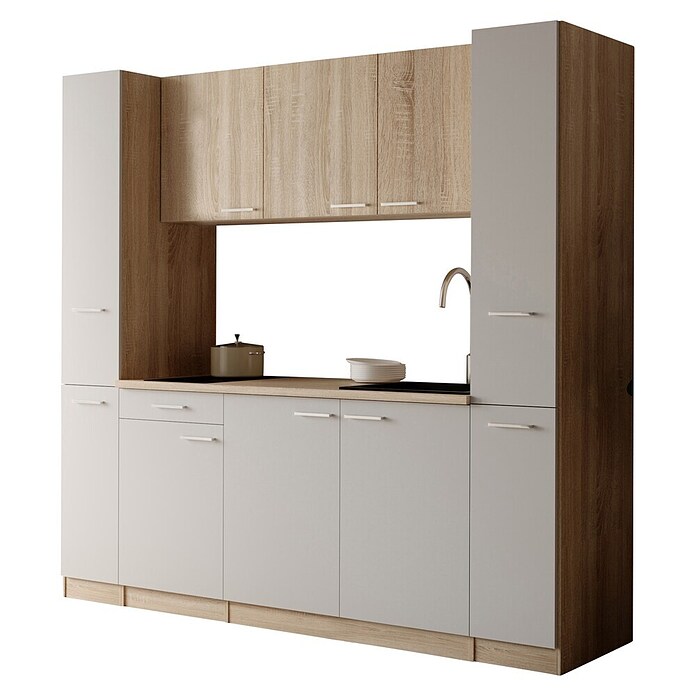 Respekta Küchenzeile Ingrid (Breite: 210 cm, Weiß, Mit Kochfeld) | BAUHAUS