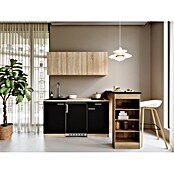 Respekta Miniküche Ingrid (Breite: 150 cm, Schwarz, Mit Bartisch, Mit Kochfeld + Kühlschrank) | BAUHAUS