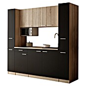 Respekta Küchenzeile Ingrid (Breite: 210 cm, Schwarz, Mit Kochfeld + Mikrowelle) | BAUHAUS