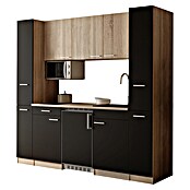 Respekta Küchenzeile Ingrid (Breite: 210 cm, Schwarz, Mit Kochfeld + Kühlschrank + Mikrowelle) | BAUHAUS