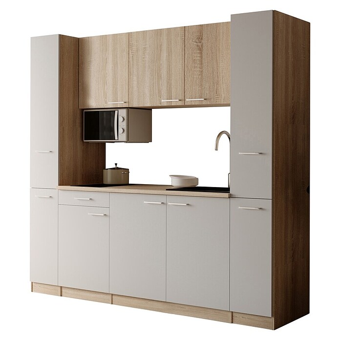 Respekta Küchenzeile Ingrid (Breite: 210 cm, Weiß, Mit Kochfeld + Mikrowelle) | BAUHAUS