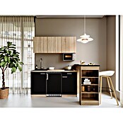 Respekta Miniküche Ingrid (Breite: 150 cm, Schwarz, Mit Bartisch, Mit Kochfeld + Kühlschrank + Mikrowelle) | BAUHAUS