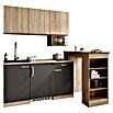 Respekta Miniküche Ingrid (Breite: 150 cm, Grau, Mit Bartisch, Mit Kochfeld + Kühlschrank + Mikrowelle) | BAUHAUS