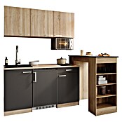 Respekta Miniküche Ingrid (Breite: 150 cm, Grau, Mit Bartisch, Mit Kochfeld + Kühlschrank + Mikrowelle) | BAUHAUS
