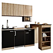 Respekta Miniküche Ingrid (Breite: 150 cm, Schwarz, Mit Bartisch, Mit Kochfeld + Kühlschrank + Mikrowelle) | BAUHAUS