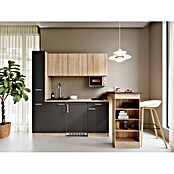 Respekta Küchenzeile Ingrid (Breite: 180 cm, Grau, Mit Bartisch, Mit Kochfeld + Kühlschrank) | BAUHAUS