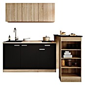 Respekta Miniküche Ingrid (Breite: 150 cm, Schwarz, Mit Bartisch, Mit Kochfeld) | BAUHAUS