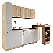 Respekta Küchenzeile Ingrid (Breite: 180 cm, Weiß, Mit Bartisch, Mit Kochfeld + Kühlschrank) | BAUHAUS