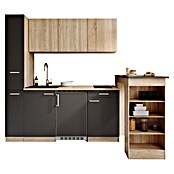 Respekta Küchenzeile Ingrid (Breite: 180 cm, Grau, Mit Bartisch, Mit Kochfeld + Kühlschrank + Mikrowelle) | BAUHAUS