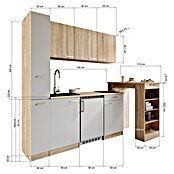Respekta Küchenzeile Ingrid (Breite: 180 cm, Grau, Mit Bartisch, Mit Kochfeld + Kühlschrank) | BAUHAUS