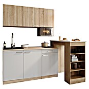 Respekta Miniküche Ingrid (Breite: 150 cm, Weiß, Mit Bartisch, Mit Kochfeld + Mikrowelle) | BAUHAUS