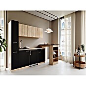 Respekta Küchenzeile Ingrid (Breite: 180 cm, Schwarz, Mit Bartisch, Mit Kochfeld + Kühlschrank) | BAUHAUS