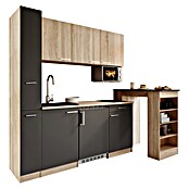 Respekta Küchenzeile Ingrid (Breite: 180 cm, Grau, Mit Bartisch, Mit Kochfeld + Kühlschrank + Mikrowelle) | BAUHAUS