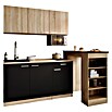 Respekta Miniküche Ingrid (Breite: 150 cm, Schwarz, Mit Bartisch, Mit Kochfeld + Mikrowelle) | BAUHAUS